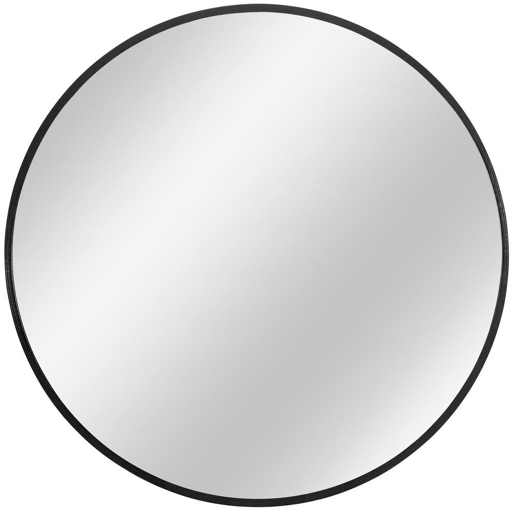32" Black Round Metal Framed Accent Mirror