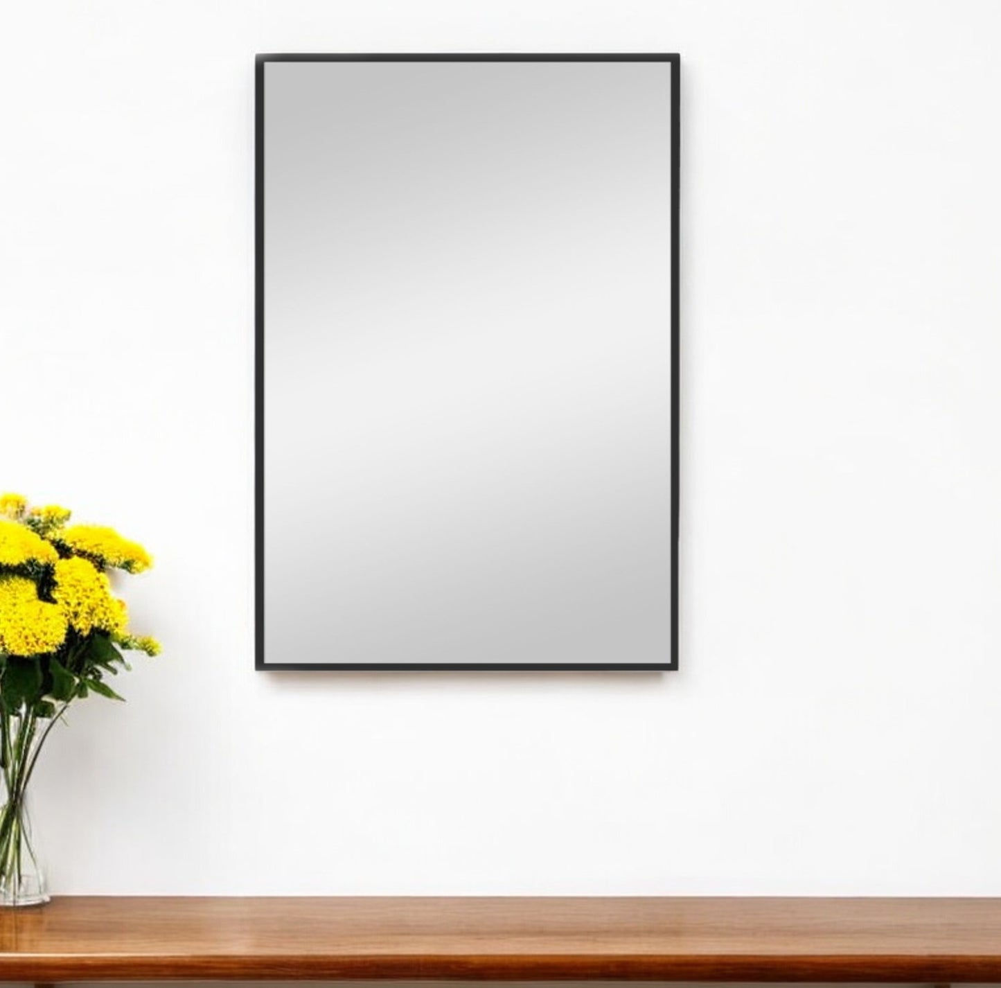 38" Black Metal Framed Accent Mirror