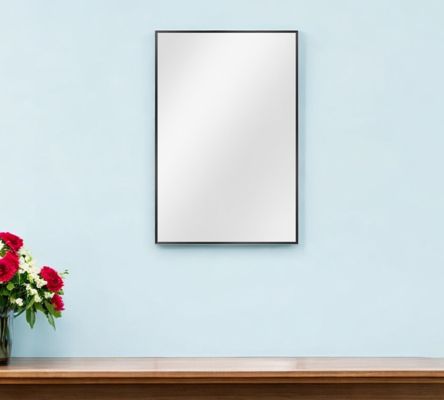 38" Black Metal Framed Accent Mirror