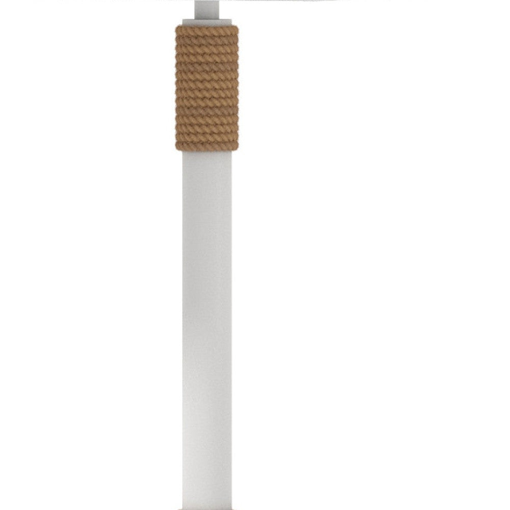 63" White Polyresin Floor Lamp With White Linen Shade