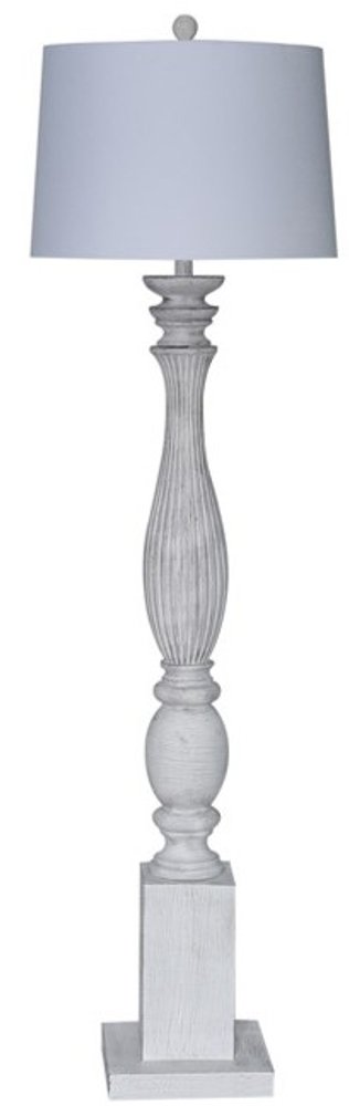63" White Resin Floor Lamp With White Fabric Drum Shade