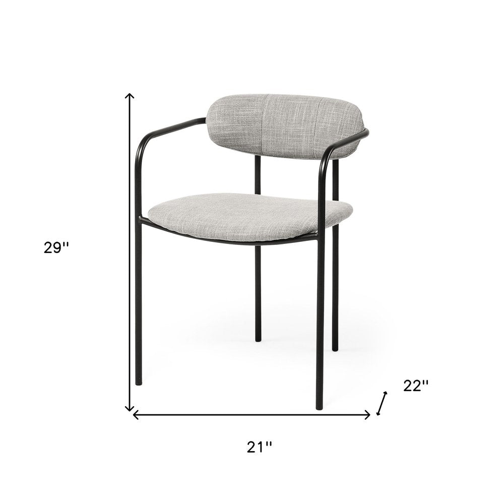 Set of Two Gray and Black Upholstered Fabric Dining Arm Chairs
