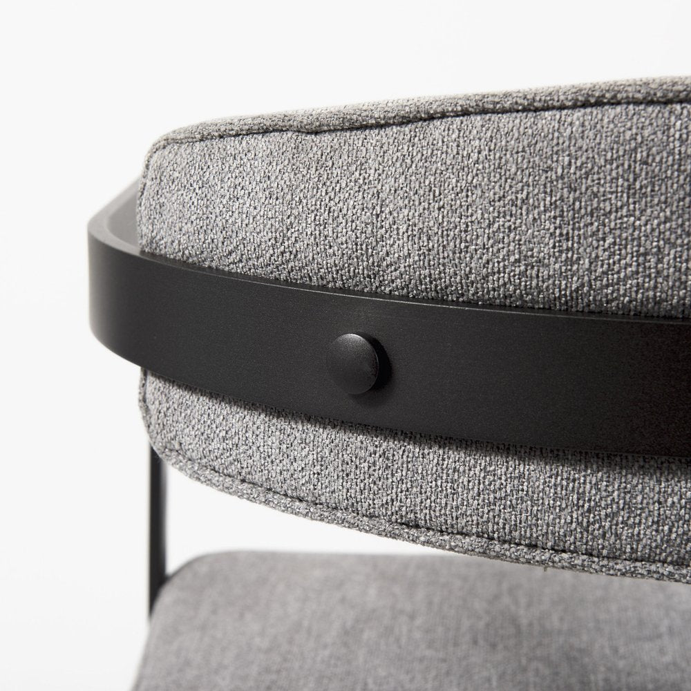 Gray and Black Upholstered Dining Arm Chair