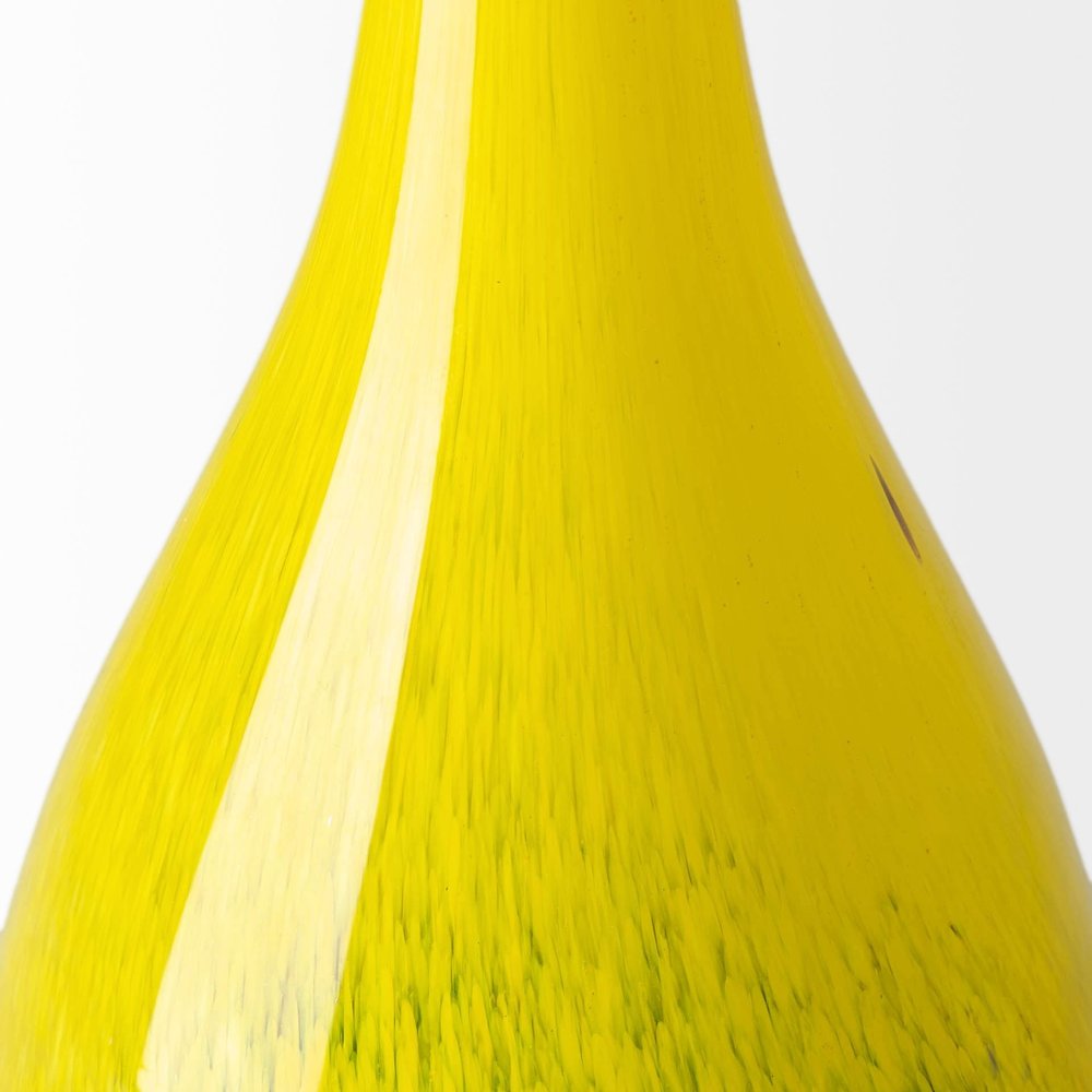 21" Yellow Abstract Cylinder Crystal Glass Table Vase