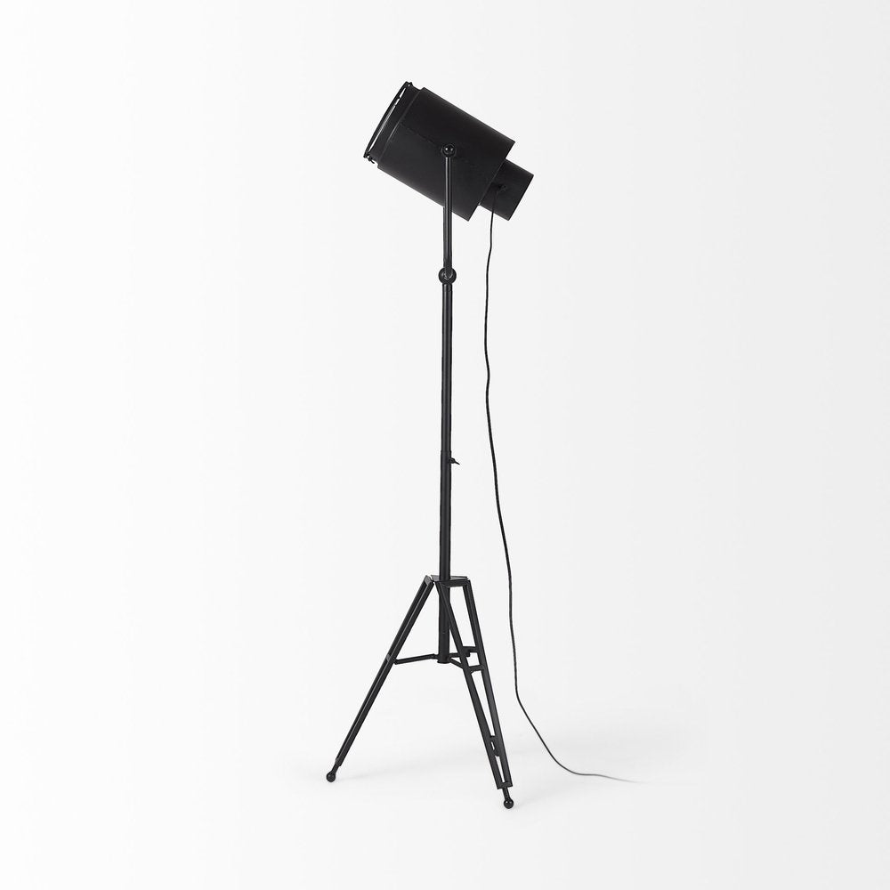 61" Black LED Floor Lamp With Black Metal Shade