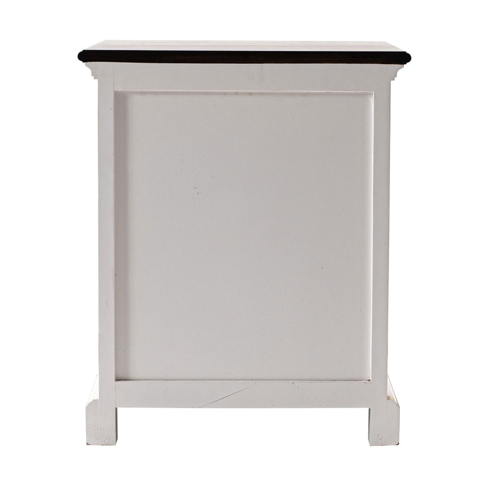 Distressed White and Deep Brown Nightstand With Shelves