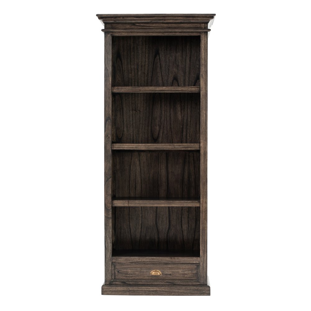 75" Brown and Black Wood Four Tier Bookcase