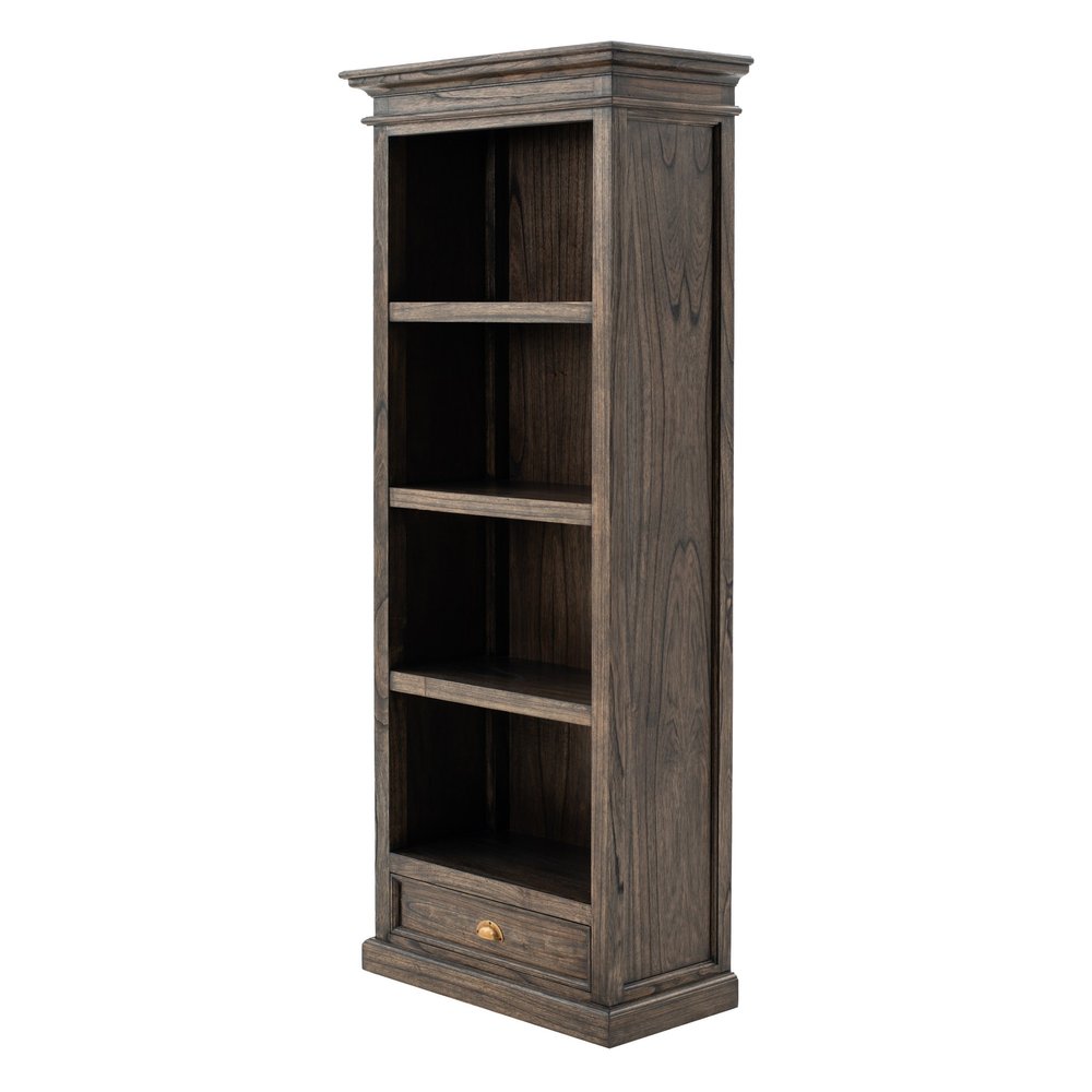 75" Brown and Black Wood Four Tier Bookcase