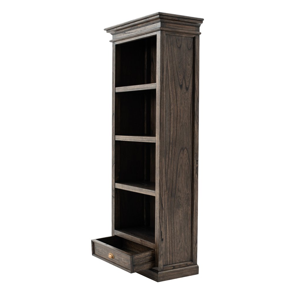 75" Brown and Black Wood Four Tier Bookcase