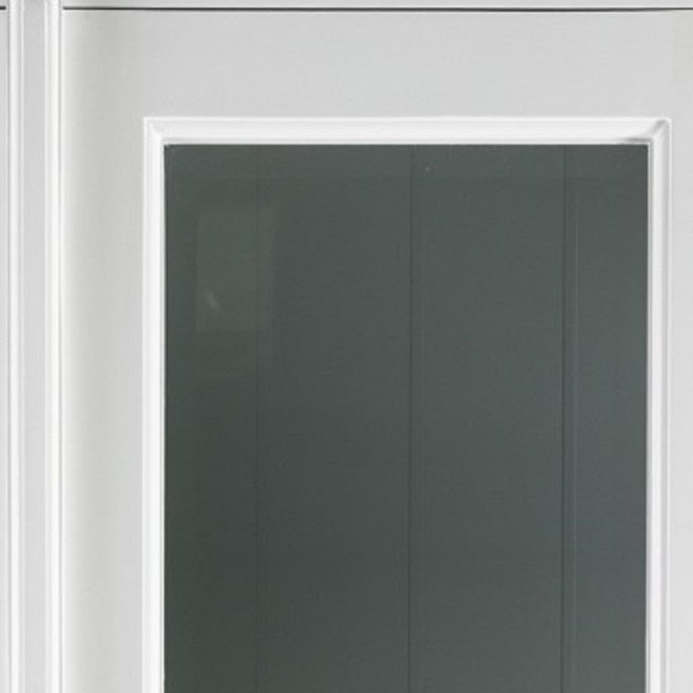 75" White Wood and Glass Double Door Storage Cabinet