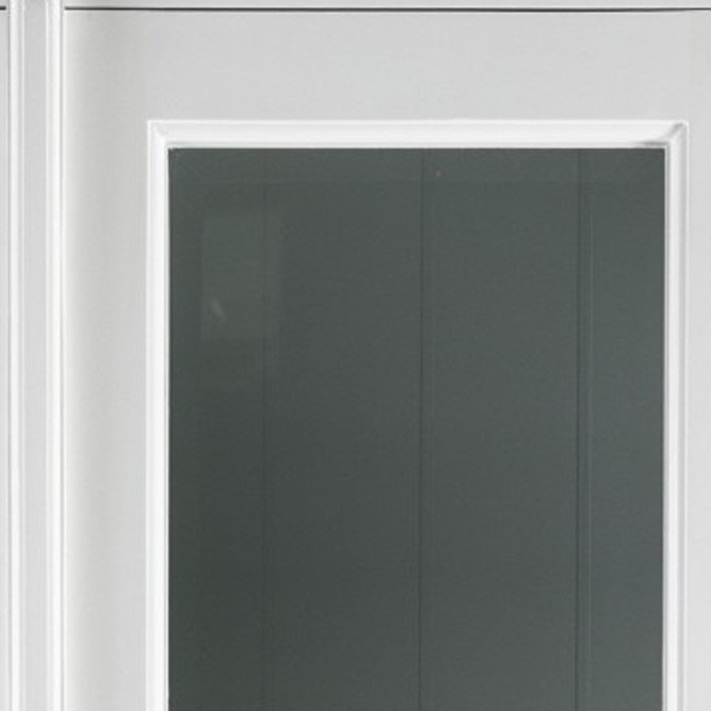 75" White Wood and Glass Double Door Storage Cabinet