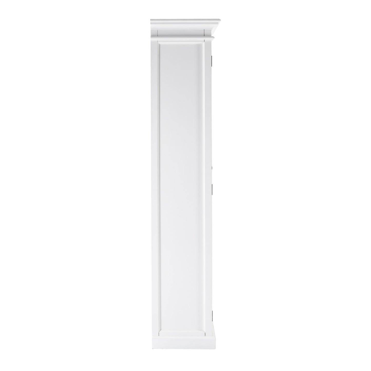 75" White Wood and Glass Double Door Storage Cabinet