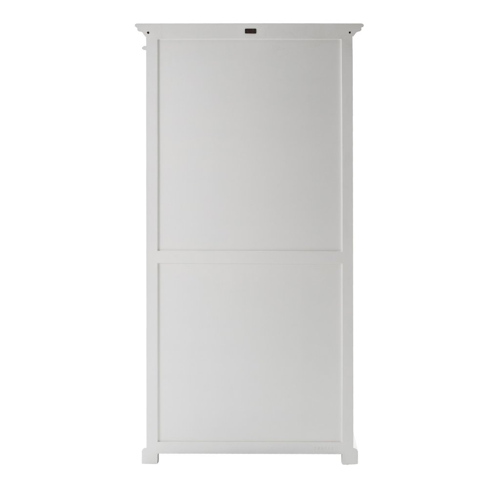 75" White Wood and Glass Double Door Storage Cabinet