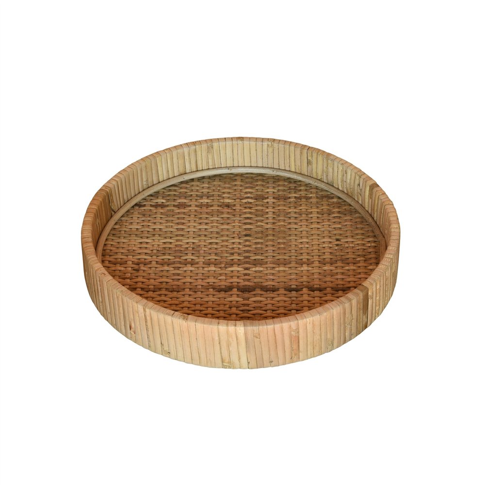 10" Natural Round Bamboo Handmade Serving Tray
