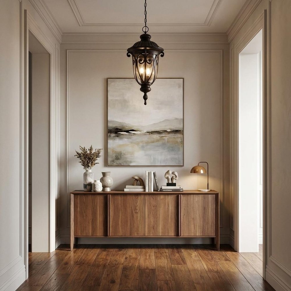 Naples 3-Light Marbelized Mahogany Hanging Light
