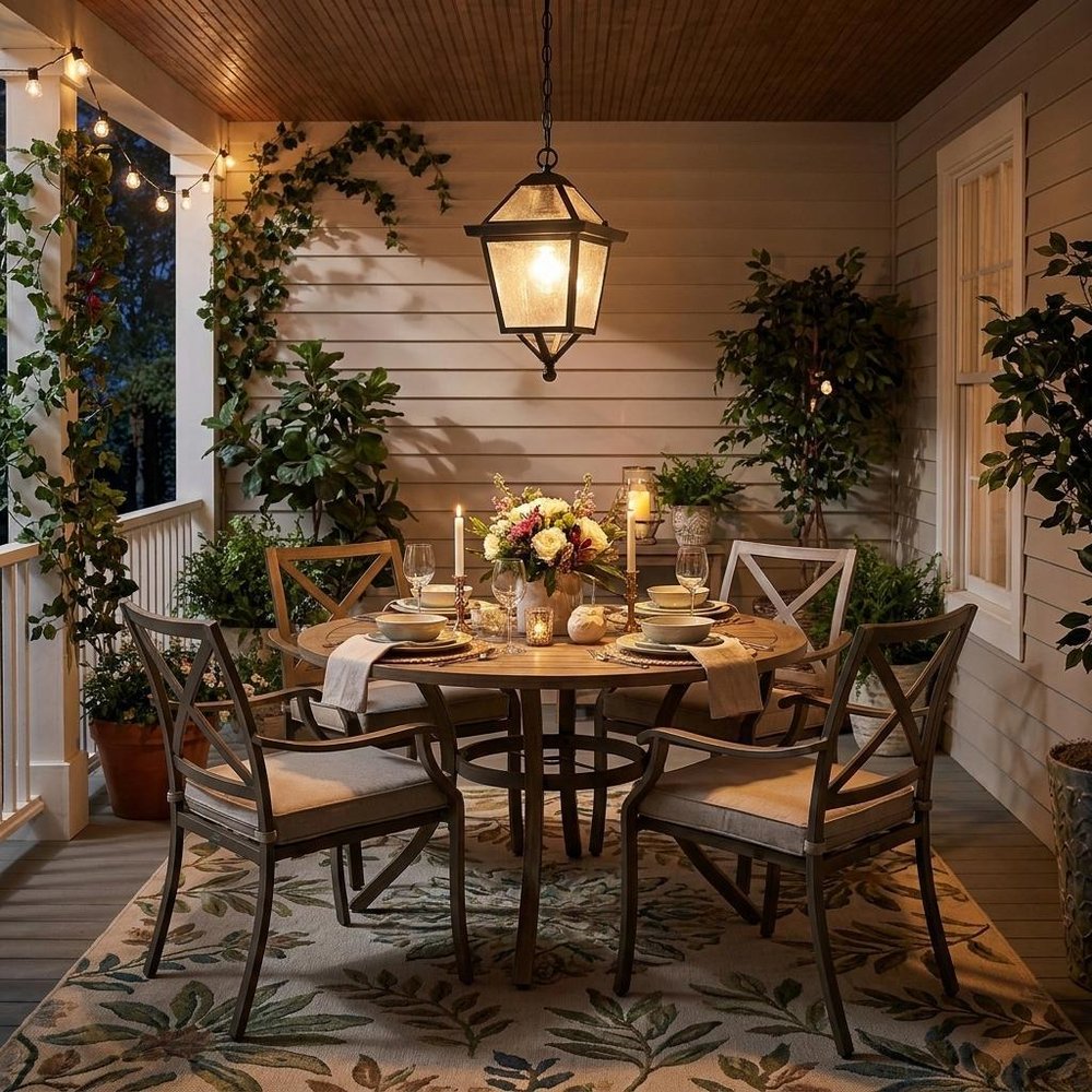 Matte Black Hanging Lantern Light
