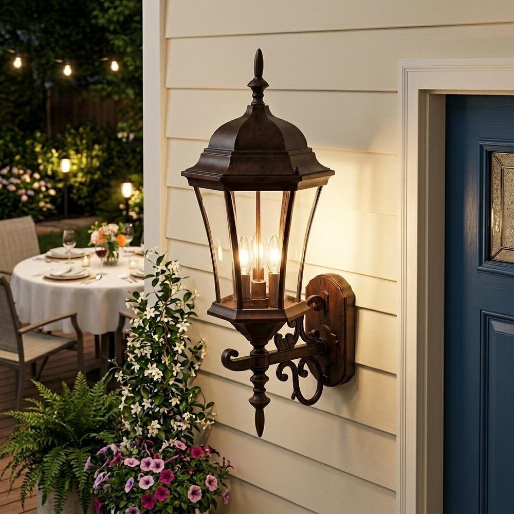 Dark Brown Ornamental Carousel Lantern Wall Light