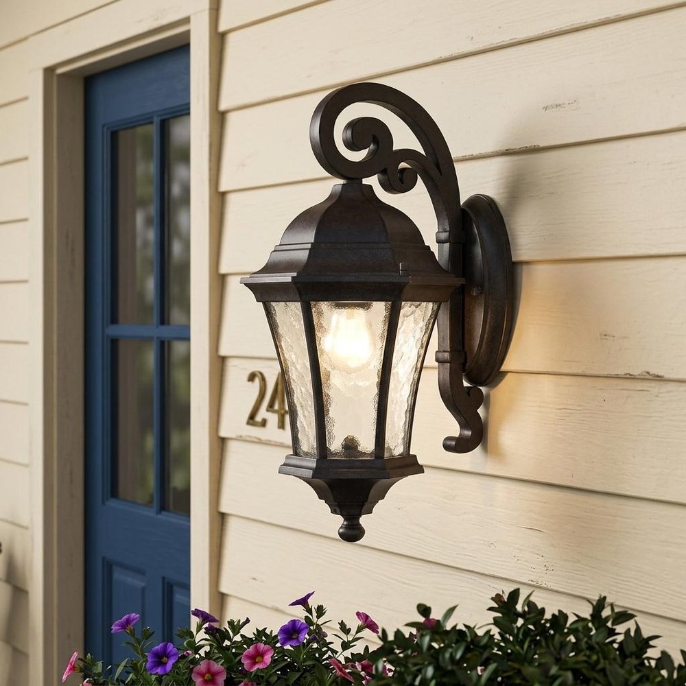 Antique Black Tapered Hanging Lantern Wall Light