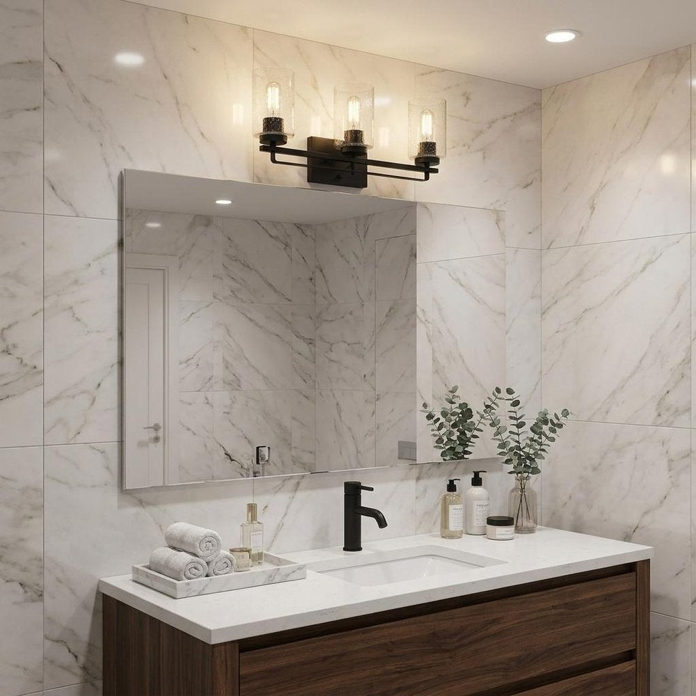 10" Black And Clear Metal Vanity Flush Mounted Sconce