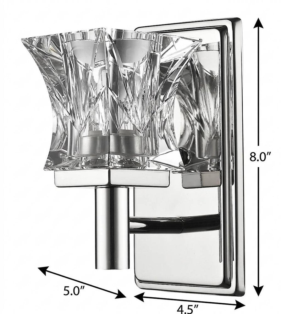 Arabella 1-Light Polished Nickel Sconce With Pressed Crystal Shade