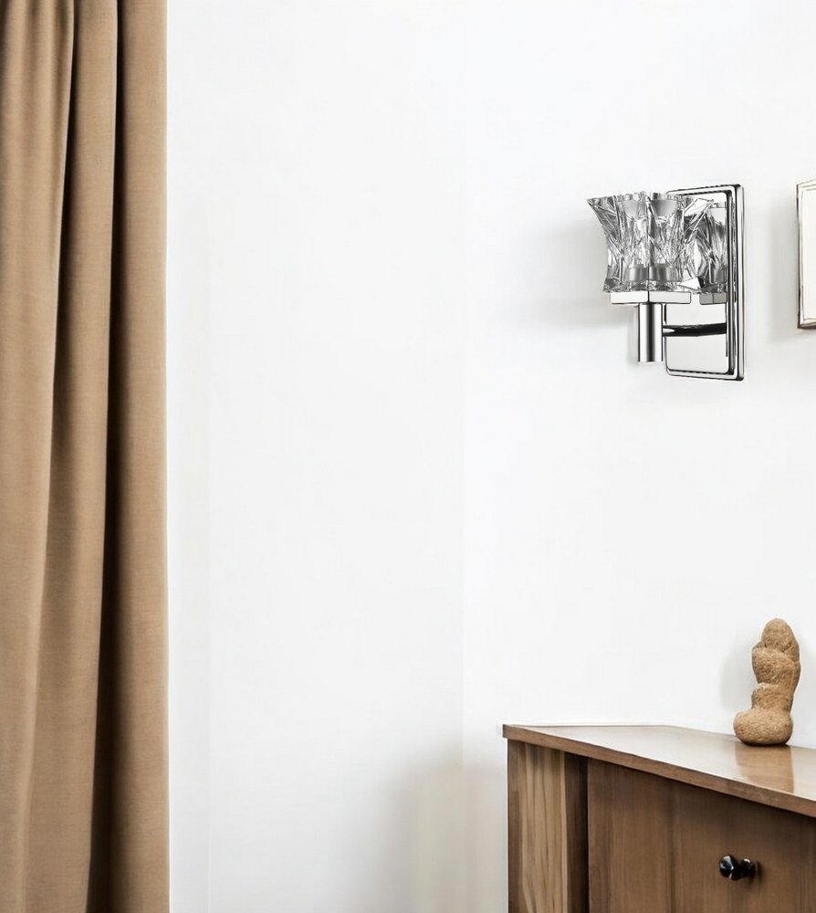 Arabella 1-Light Polished Nickel Sconce With Pressed Crystal Shade