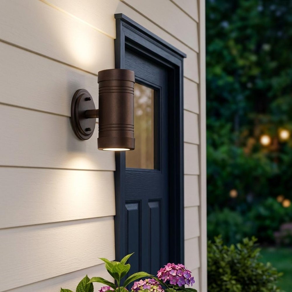 Two Light Bronze Cylinder Wall Light