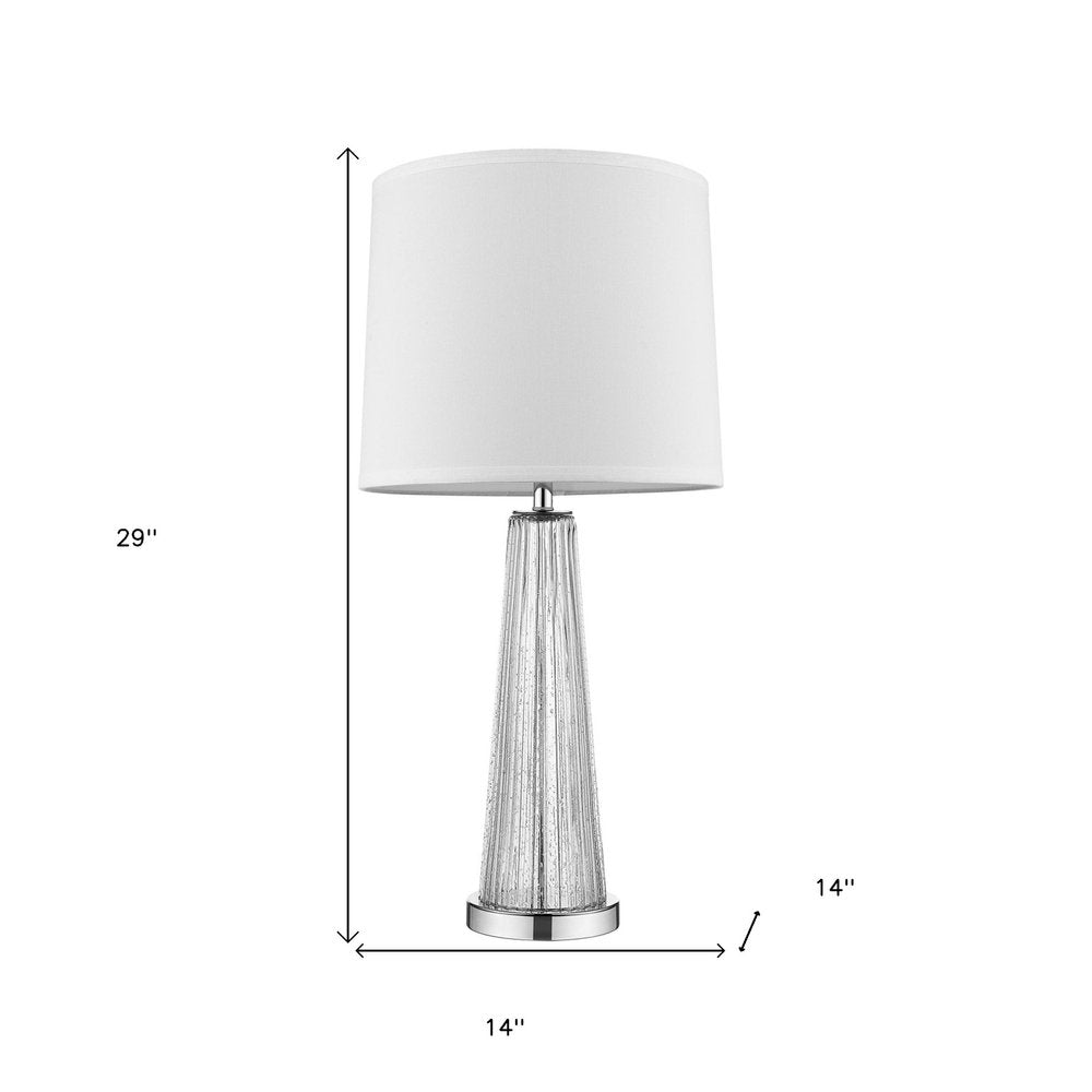 29" Clear Glass Buffet Lamp With Off White Empire Shade