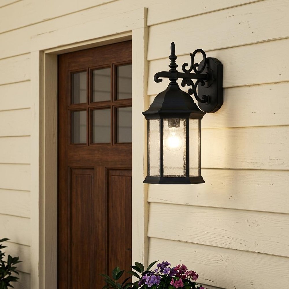 Petite Matte Black Domed Hanging Lantern Wall Light
