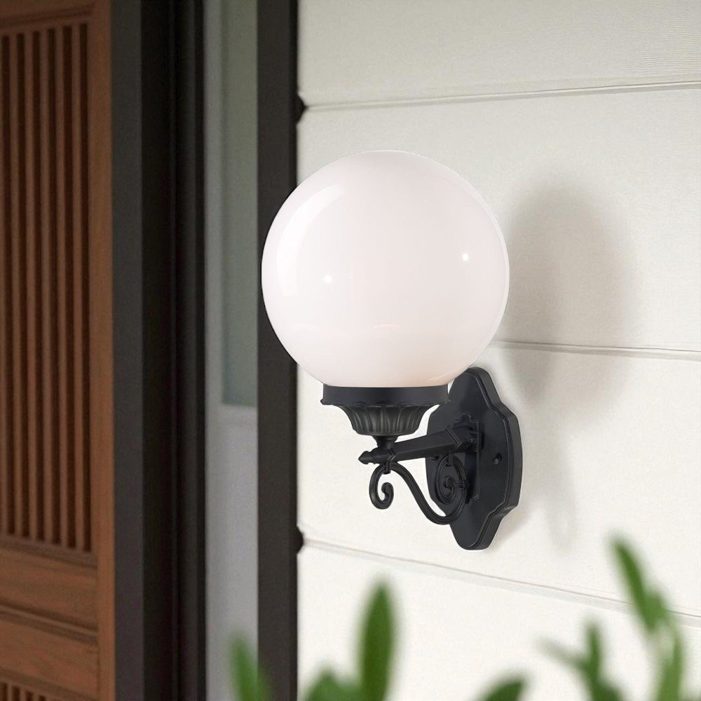 Matte Black Round Acrylic Globe Wall Sconce