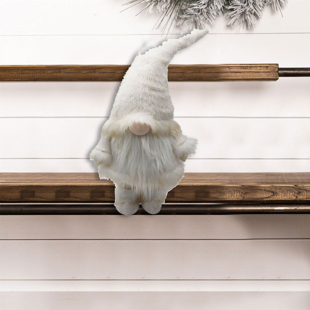 30" White Fabric Christmas Standing Gnome Tabletop Sculpture
