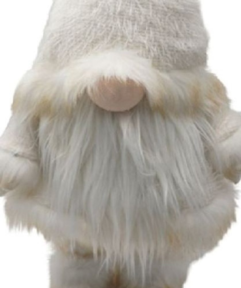30" White Fabric Christmas Standing Gnome Tabletop Sculpture
