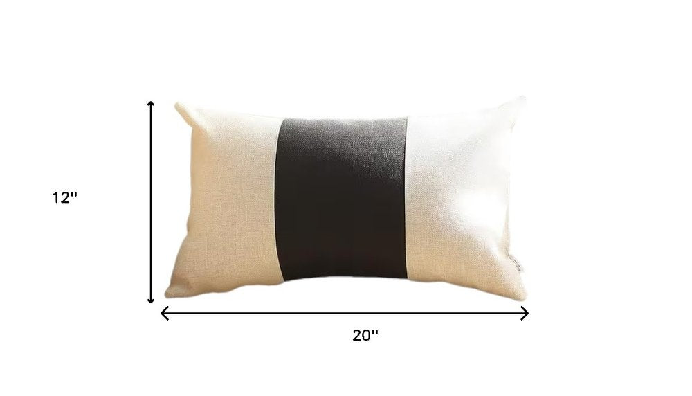 12" X 20" Black and White Striped Lumbar Throw Pillow