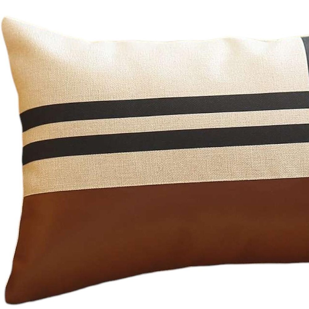 Brown and Black Geometric Lumbar Throw Pillow