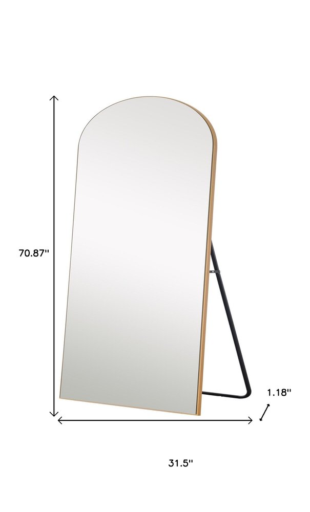 71" Gold Arch Wood Framed Freestanding Standing Mirror
