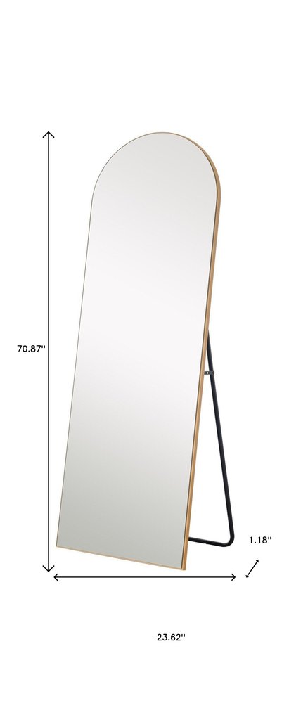 71" Gold Arch Wood Framed Freestanding Standing Mirror