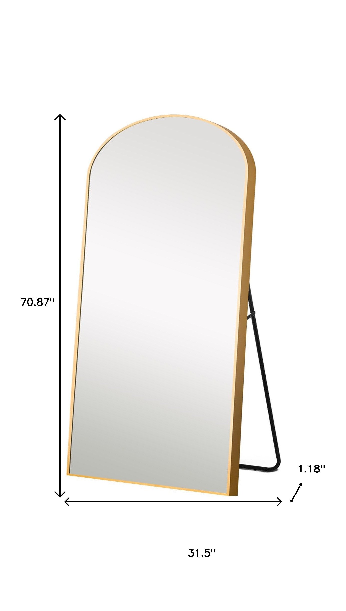71" Gold Arch Metal Framed Freestanding Standing Mirror
