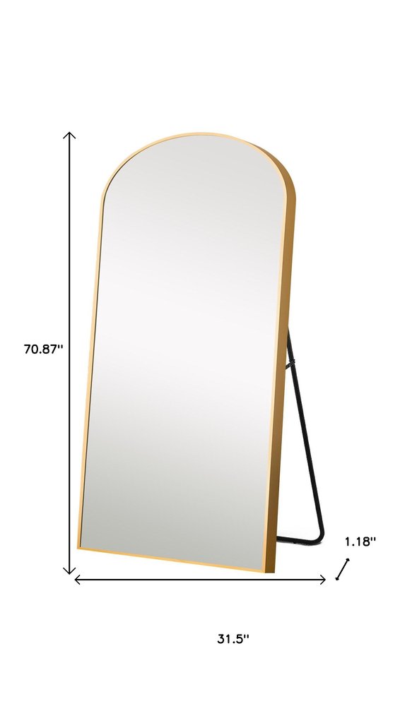 71" Gold Arch Metal Framed Freestanding Standing Mirror