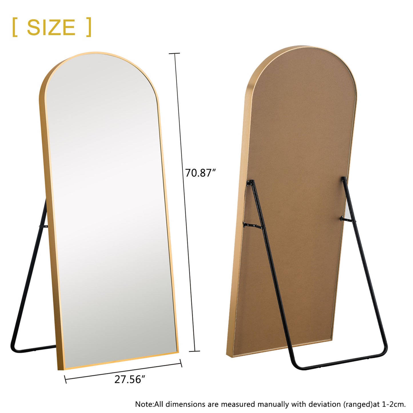 71" Gold Arch Metal Framed Freestanding Standing Mirror