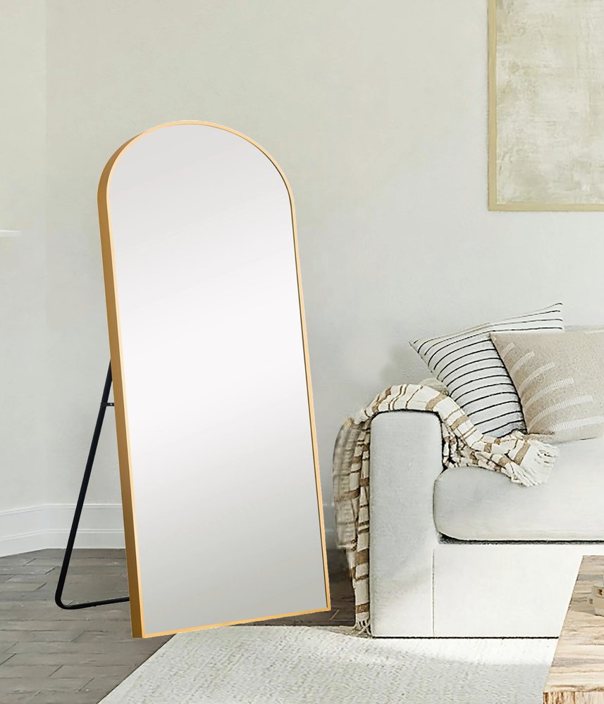 71" Gold Arch Metal Framed Freestanding Standing Mirror