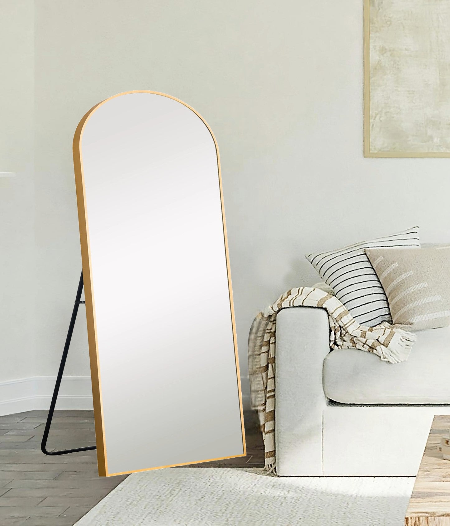 71" Gold Arch Metal Framed Freestanding Standing Mirror