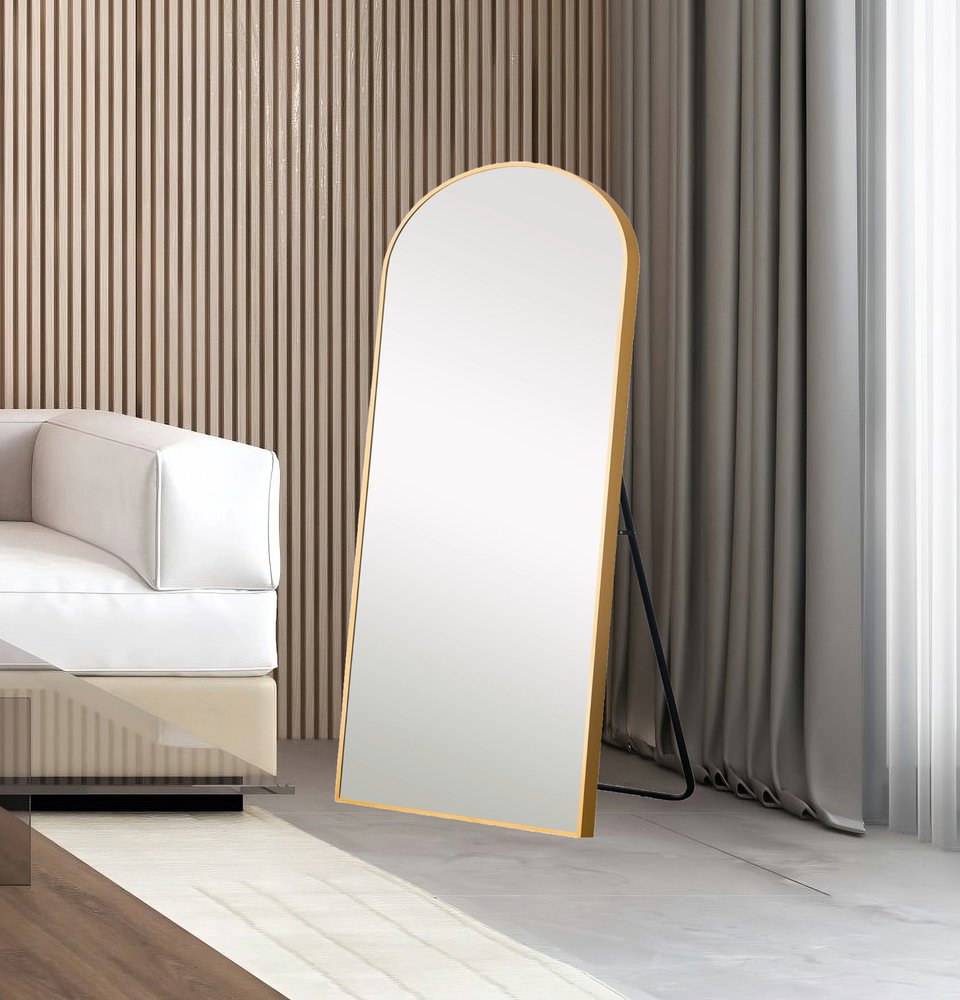 71" Gold Arch Metal Framed Freestanding Standing Mirror