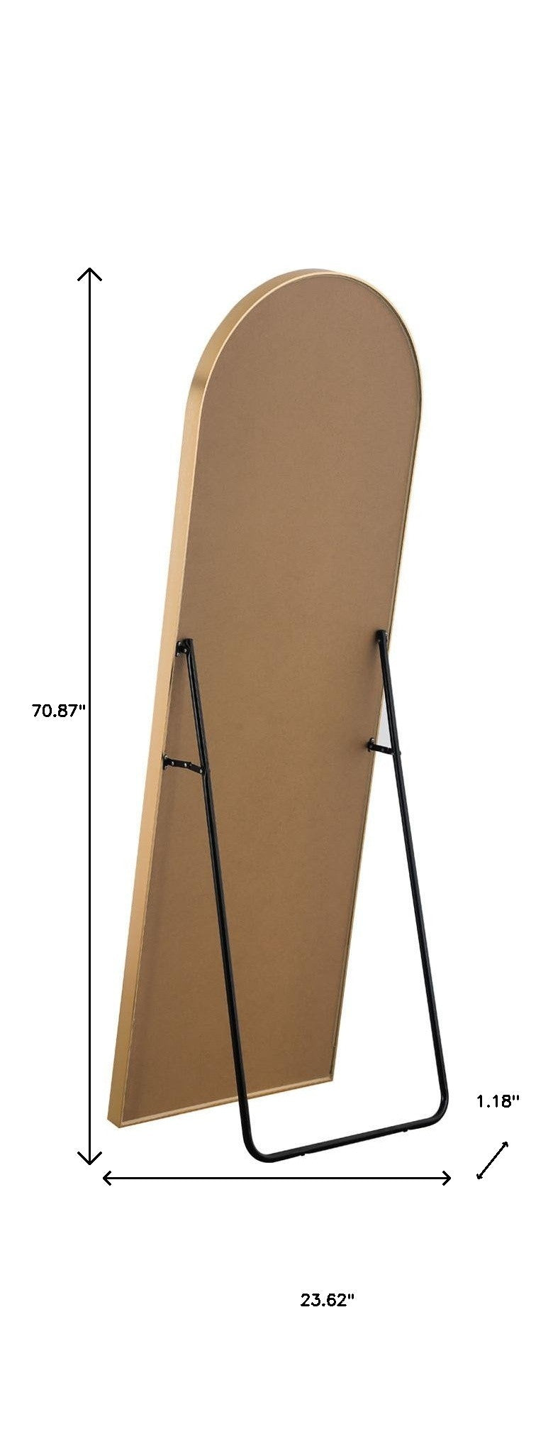 71" Gold Arch Metal Framed Freestanding Standing Mirror