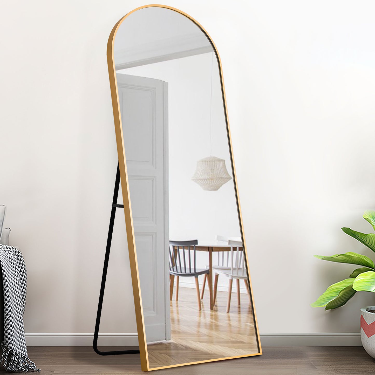 71" Gold Arch Metal Framed Freestanding Standing Mirror