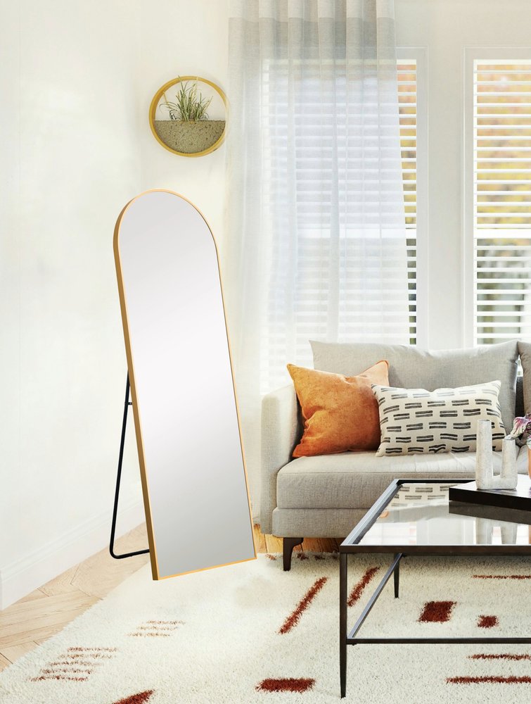 71" Gold Arch Metal Framed Freestanding Standing Mirror