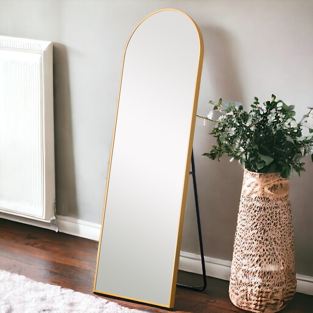 71" Gold Arch Metal Framed Freestanding Standing Mirror