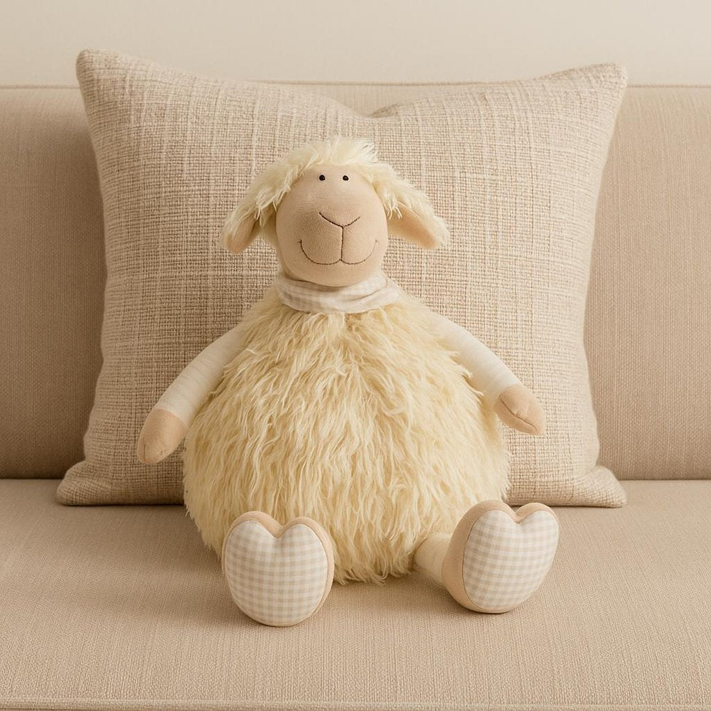 26" X 22" Ivory Lamb Fabric Throw Pillow