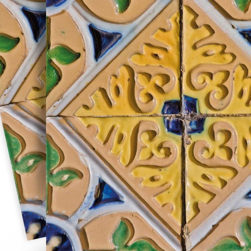8" x 8" Blue And Yellow Vinyl Peel And Stick Removable Tiles