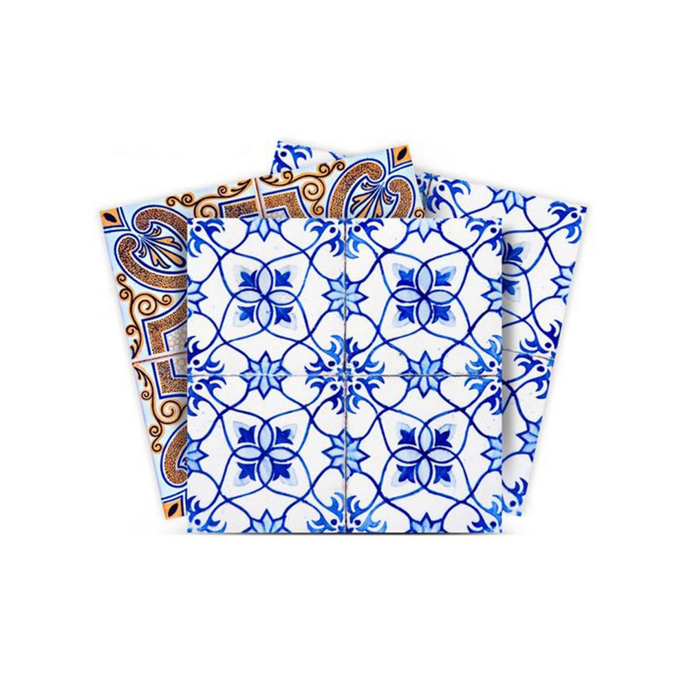 7" x 7" Blue Peel And Stick Removable Tiles