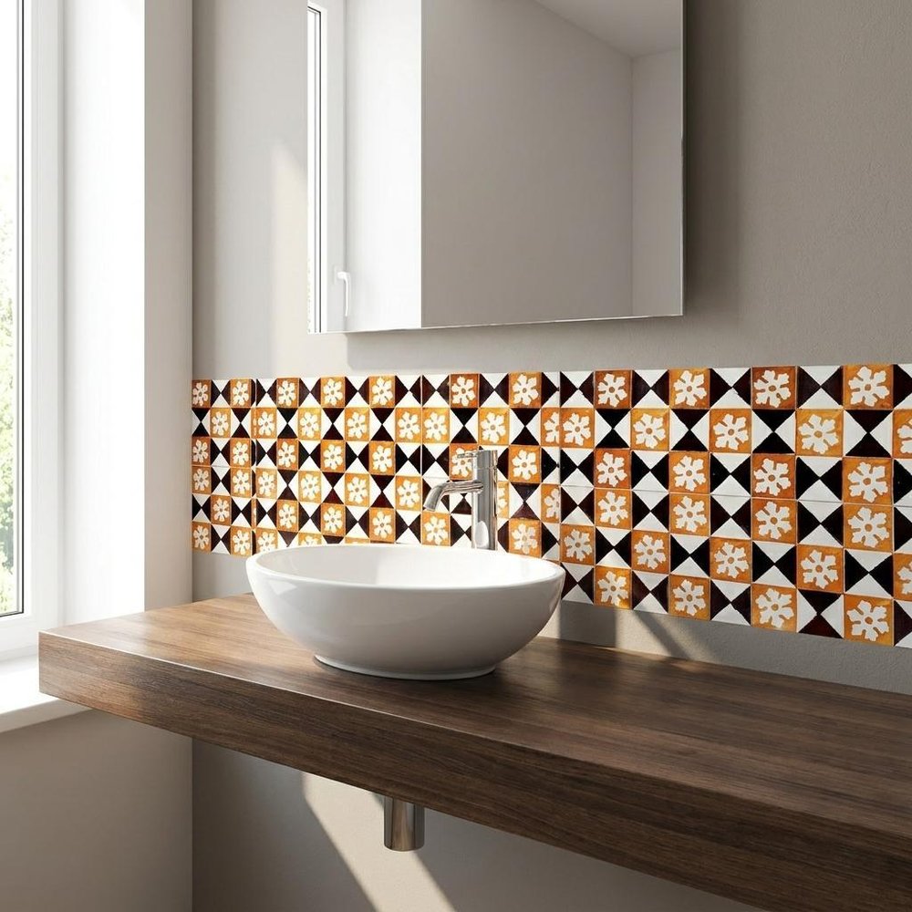 7" x 7" Black And White Peel And Stick Removable Tiles