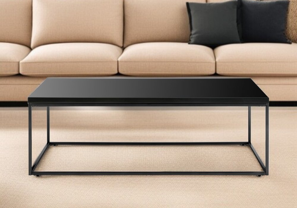 47" Black Wood And Metal Frame Coffee Table
